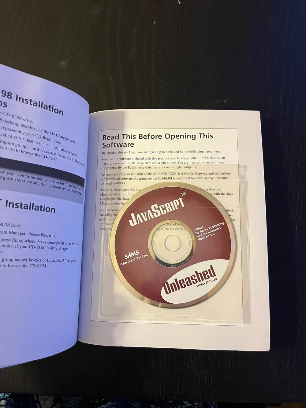 (Original $49.99) Sams JavaScript Unleashed 3rd Edition Book w/ CD-ROM Vintage